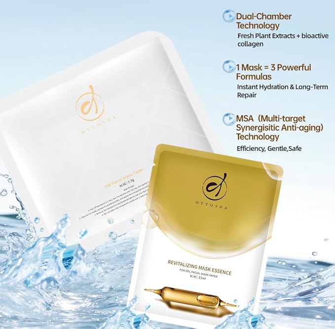 Bioactive Collagen Face Mask,Separated Serum Gel 33ml And Powder Membrane, Real Deap Skin Care Beauty SPA,Hydrating,Repairing,Revitalizing, Anti-Aging (10 pairs)