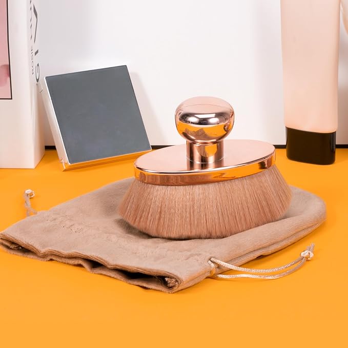 UNIMEIX Blend & Blur Extra Large Body Makeup Brush with Drawstring Bag, 4.5 Inch Wide-headed Sunscreen Applicator Kabuki Brush for Face, Legs, Body (RoseGold)