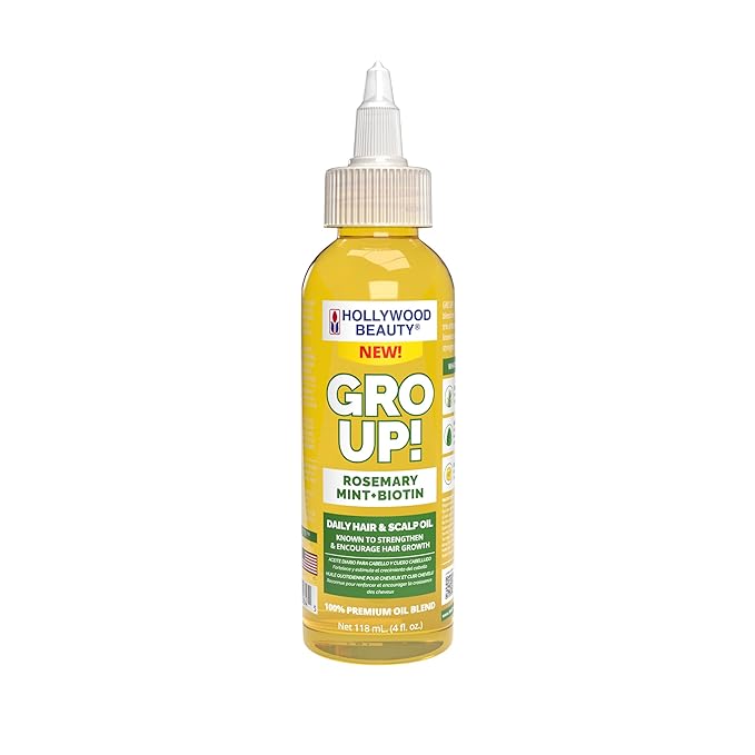Hollywood Beauty Gro Up! Daily Hair & Scalp Oil with Rosemary, Mint, and Biotin, 4 fl oz