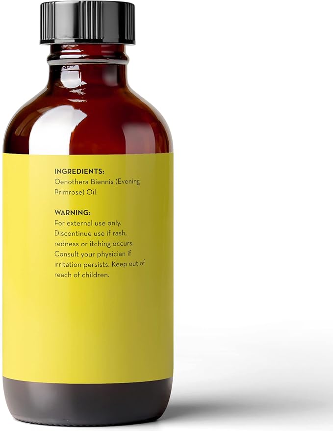 Pure Body Naturals Evening Primrose Oil - Liquid, not Capsules - for Face, Skin and Hair, 4 fl oz