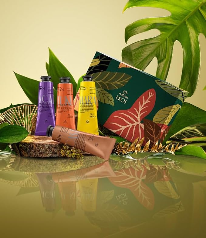 natura - Deluxe Hand Cream Quartet Holiday Set – Vegan Brazilian Hand Cream Gift Collection – Brazil Nut, Passion Fruit, Açaí & Cumaru – Nourishing Moisturizer for Dry Hands – Full Size 2.6 oz