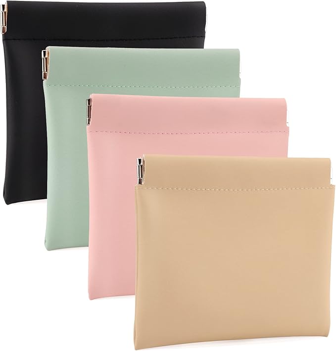 BUSOHA 4 PCS Small Makeup Bag for Purse, Mini Portable Cosmetic Bags for Women, Coin Purse Lipstick Cosmetic Accessories Organizer, Small Travel Kit Storage Pouch