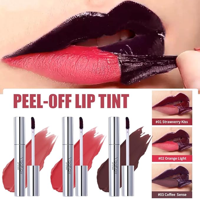 Peel Off Lip Tint Matte Long-Lasting Lip Liner Tattoo Waterproof Temperature Color Sense Lip Stain Smudge Proof Transfer Proof Highly Pigmented Gift for Girl(02 Orange Light)