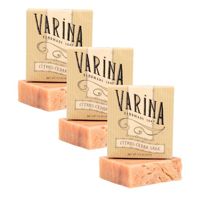Organic Citrus Cedar Sage Bar Soap - Gentle Cleansing for Sensitive Skin, Earthy Scents - 3 Pack - Experience Healthy and Glowing Skin