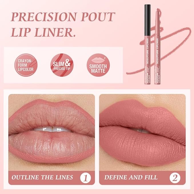12 Colors Matte Lip Liner Pencil – Long Lasting Waterproof Lip Liner, Smudge Proof Transfer Proof Lip Pencil, High Pigment Lip Makeup for Defining & Filling Lips (07#, 1PCS)