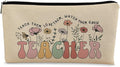Teacher Bag,Gifts For teacher Survival Kit,Teacher Must Haves, Retro Wildflowers Canvas Makeup Bag,Cosmetic Bag Zipper Travel Toiletry Bag