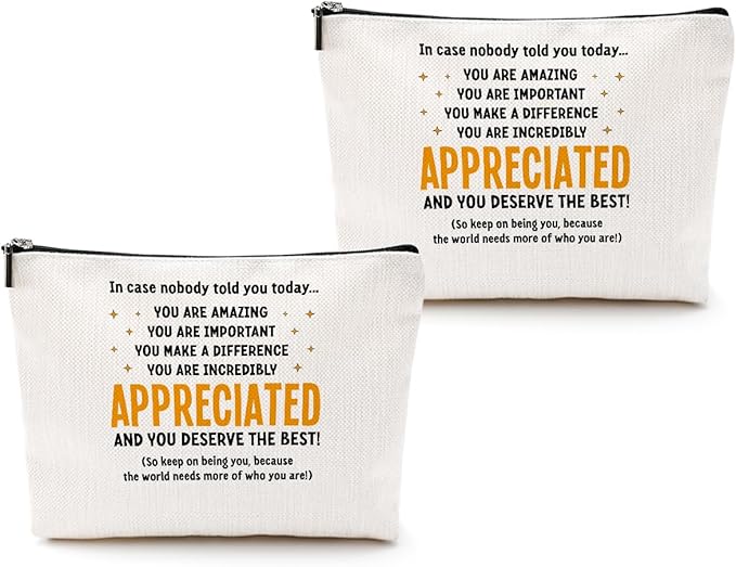 2pcs Inspirational Makeup Bag Employee Thank You Appreciation Gifts Cosmetic Bag Zipper Pouch Encouragement Gifts for Women Coworkers Boss Lady Manager Friend Christmas Birthday Gift