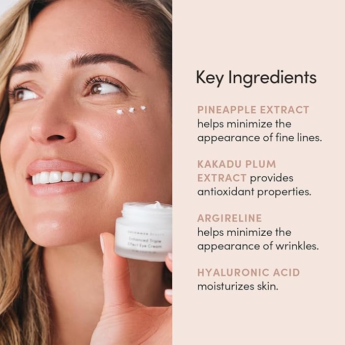 Uncommon Beauty Enhanced Triple Effect Eye Cream - Reduces Fine Lines, Wrinkles, and Dark Circles - Anti-Aging, Depuffing, and Hydrating - All Skin Types, Vegan, Cruelty Free, 0.67 FL OZ