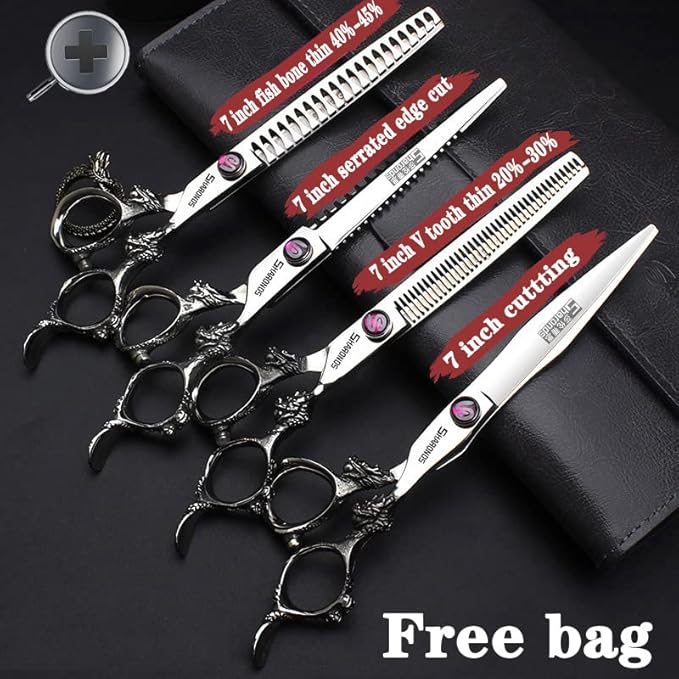 SHARONDS Hair Cutting Scissors Hairdressing Scissors Thinning Scissor Professional Barber Salon Home Shear For Men Women (7-inch 4pc)
