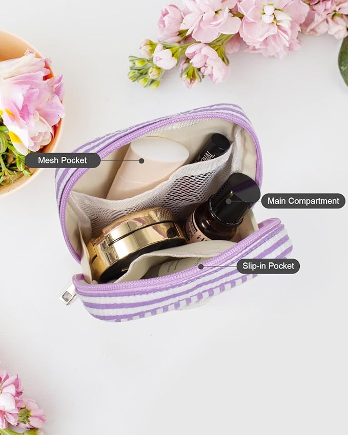 Birthday Gifts for Women - Personalized Cute Purple Initial Cosmetic Makeup Pouch Make Up Toiletry Bag for Her Mom Teacher Friend Girlfriend Wife Teacher's Day Gifts 21st Birthday Giftss