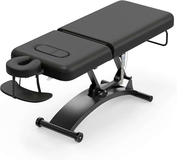Paddie 550lbs Electric Lift Massage Table Professional for Treatment/Facial/Beauty/Spa/Physical Therapy, Adjustable Backrest/Face Cradle/Rolling Wheels, Black