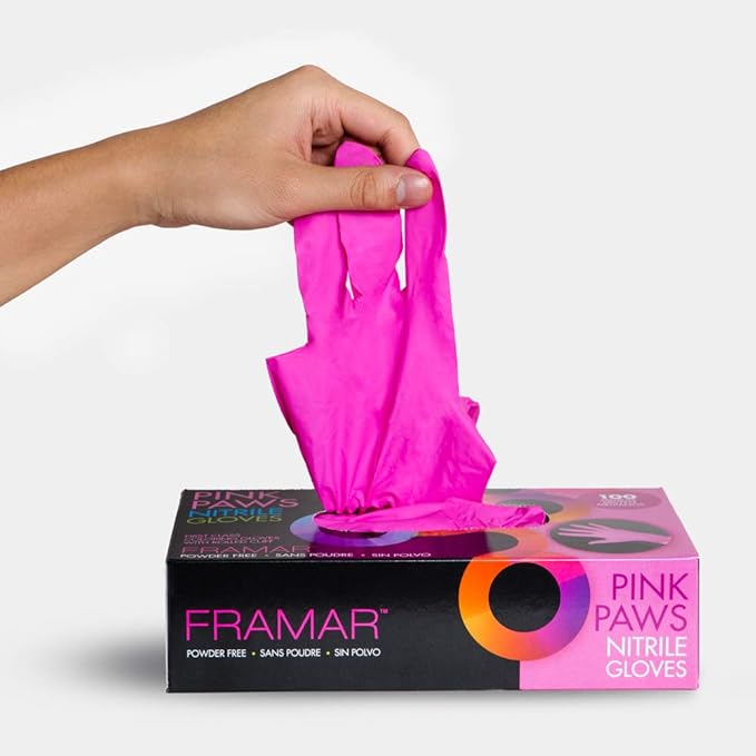 FRAMAR Pink Gloves Disposable Latex Free Large – Nitrile Gloves Large, Non Latex, Powder Free, Guantes De Nitrilo, For Hair Dye, Salon, Cleaning, Tattoo, Food Prep, Extra Durable – 100 Pack