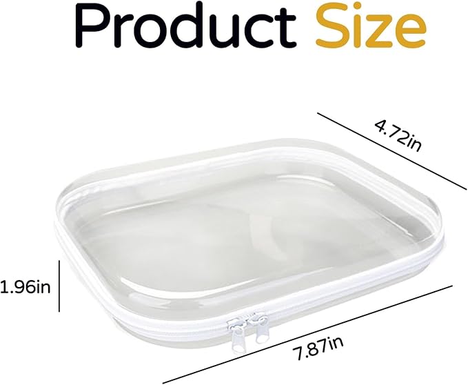 3PCS Clear Hard Plastic Zipper Case, Double Zippers Hard Pouch, Portable Travel Organizer Bin Clear Makeup Bag for Toy Storage, Snack Bag, Cosmetics, Pencil Case, Diaper Bag, Toiletry Bag