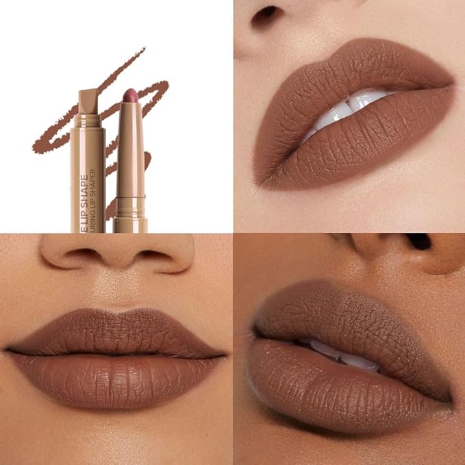 SUAKE Plump Matt Lipstick Lipliner Pencil Pack,Waterproof Crayon with Silicone Smudger for Define Contours & Sculpting Lip, Longwear Moisture Smooth Creamy Formula for Lip Makeup-05 Chocolate
