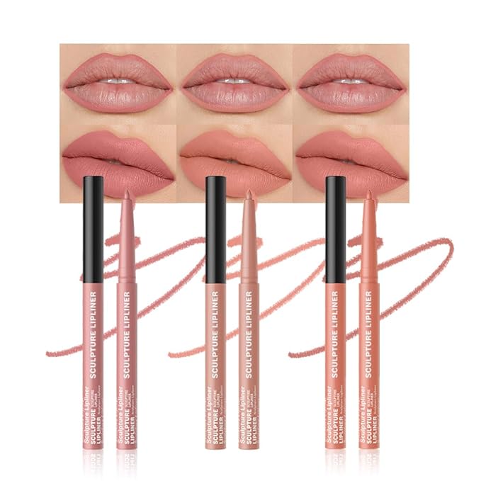 12 Colors Matte Lip Liner Pencil – Long Lasting Waterproof Lip Liner, Smudge Proof Transfer Proof Lip Pencil, High Pigment Lip Makeup for Defining & Filling Lips (A4-set:07+09+10, 3PCS)