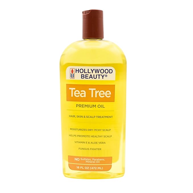 Hollywood Beauty Tea Tree Oil for Hair, Scalp, and Skin, 16 fl oz - Moisturizes Dry, Itchy Scalp, Fungus Fighter, Blended with Vitamin E & Aloe