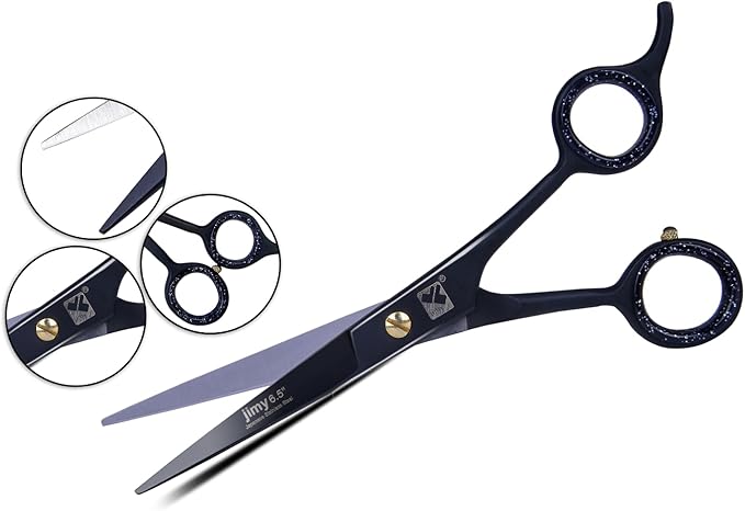 Jimy 6.5" Hair Scissors Professional – Ultra Sharp Razor Edge Stainless-Steel Scissors to Cut Hair – Ergonomic Design Salon Quality Hair Shears for Men, Women & Barbers