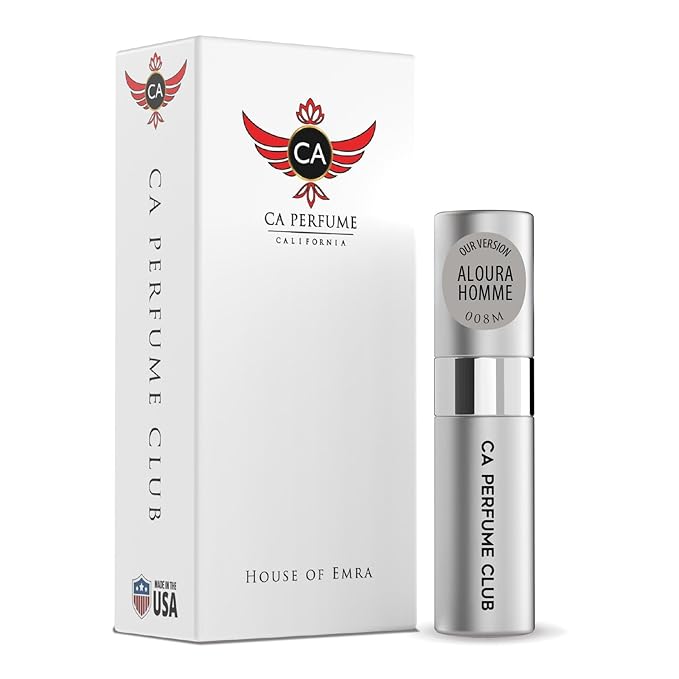 CA Perfume Impression of Aloura Homme for Men Amber Woody Scent Long Lasting Cologne for Men Eau De Parfum Travel Size Refillable Atomizer Spray 0.27 Fl Oz 8ml