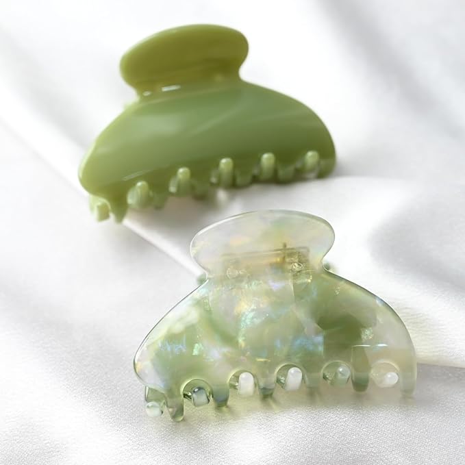 Handmade Celluloid Acetate French Design Barrettes Tortoise Shell Claws Hair Claw Luxury Fashion Accessories Hair Clip for Women (transparent green)