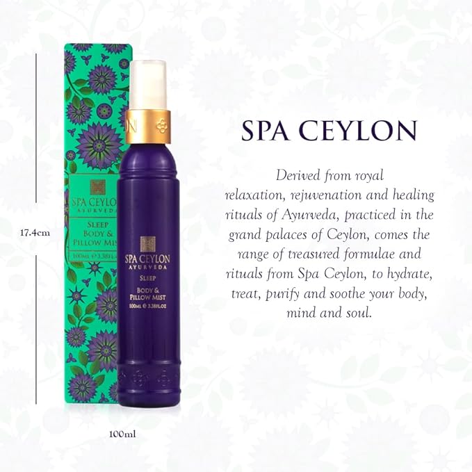 SPA CEYLON SLEEP Body & Pillow Mist | Non-Oily Natural Mist | Reduces Stress | Luxuriously Fragrant | Suitable for all skin types (100 ml, Lavender)