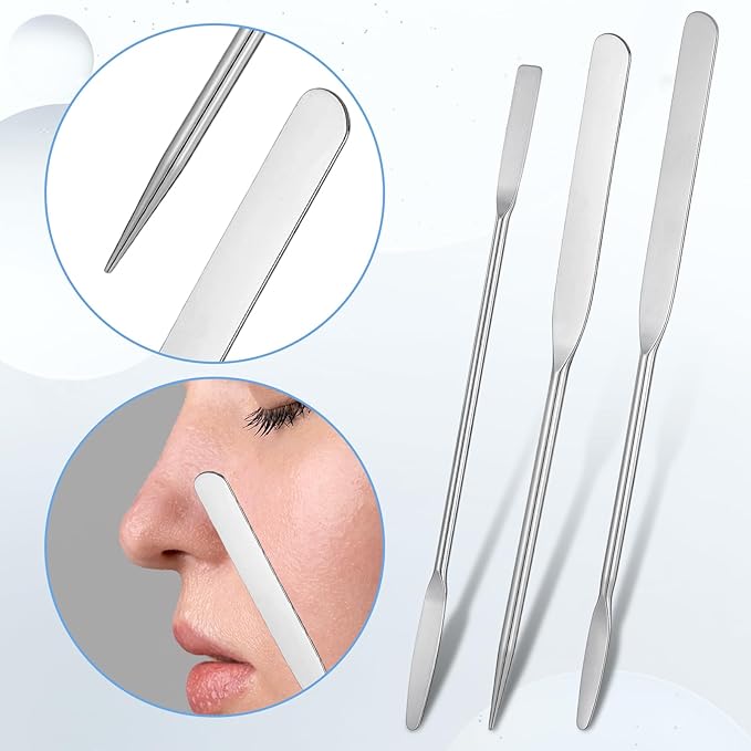6 Pcs Stainless Steel Makeup Spatula Reusable Cosmetic Cream Spatulas Multi-functional Beauty Spatula Cosmetic Mixing Tool for Skincare Even Application Foundation