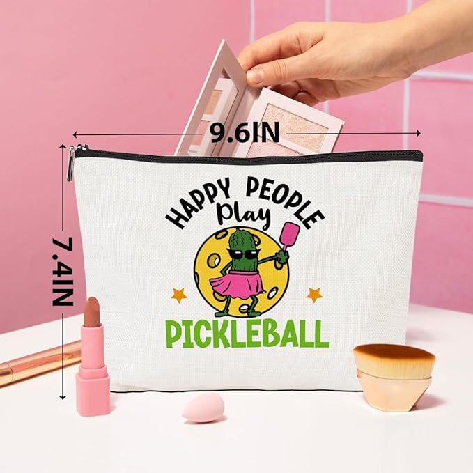 Pickleball Gifts Funny Makeup Bag Accessories Cosmetic Bag Zipper Pouch Pickleball Lover Gifts for Girls Women Fans Player Coach Mom Sister Christmas Birthday Gifts