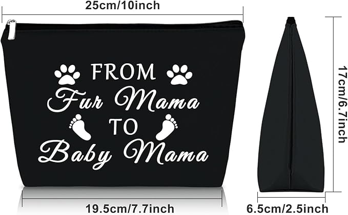 Mom to Be Gifts for Her Black Makeup Bag Pregnancy Announcement Gift for Mom Baby Reveal Gift Cosmetic Bag from Fur Mama to Baby Mama New Mommy Gifts for Women Birthday Christmas Gifts Travel Bag