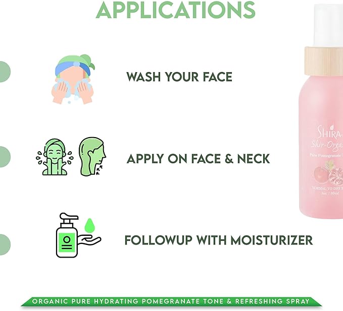 Shira Shir 89ml - Pomegranate Facial Toner & Hydrating Mist - Natural Glow Toner for Women, Organic Brightening Toner for Daily Skincare, Suitable for All Skin Types, Refreshing & Hydrating