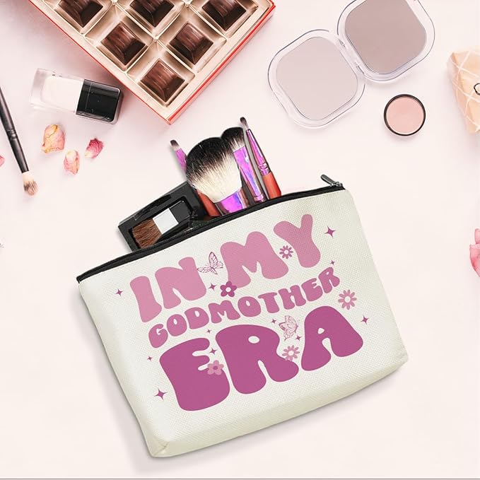 jeilink Godmother Gift Cosmetic Bag Gifts for Godmother Travel Makeup Bag God Mother Gifts for Women Organizer Bag Mom Gifts Mother Gifts Best Gifts for Mom Mama Mother Female Mothers Day Birthday