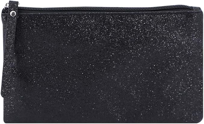 Celestial Glitter Makeup Pouch – Six Stunning Shades - Festive Cosmetic Bag (Twilight Black)