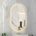 Oval LED Illuminated Bathroom Mirror, Wall-mounted Vanity Makeup Mirror by Unknown