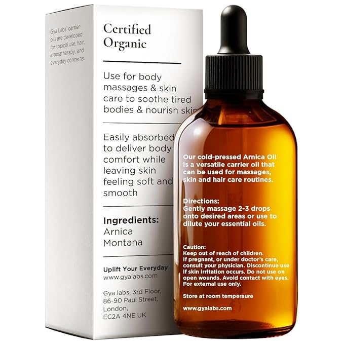 Gya Labs Arnica Carrier Oil - 1 Fl Oz - for Hair, Skin, Face, Scalp & Body Massage