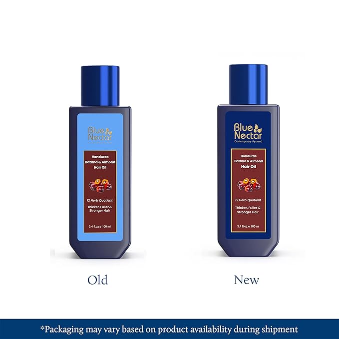 Blue Nectar Batana Oil for Thicker Hair | Pure Honduras Batana Oil for Hair Growth with Organic Almond | Ayurvedic Hair Growth for Stronger Hair (12 Herbs, 3.38 FlOz)