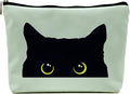 Black Cat Makeup Bag – Cute Cosmetic Pouch Travel Toiletry Bag, Zipper Organizer for Women Girls, Multifunction Cat Lover Gift Purse (Greener Pu Leather)