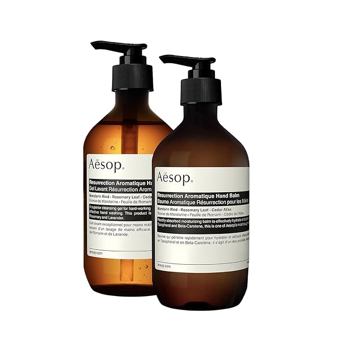 Aesop Resurrection Hand Wash & Balm Set | Citrus, Woody, Herbaceous Duo to Cleanse and Hydrate the Hands | 16.9 oz / 500mL