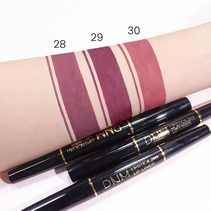 evpct 3Pcs More Mauve Berry Blush Lip Liner and Lipstick Set for Women, Matte 24 Hour Lipstick Pen and with Lip Liner Pencil Set Long Lasting 24 labial labiales mate 24 horas originales,28#28#30#