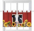Cow Sunflowers Kitchen Curtains 24 Inch Length, Small Window Curtains Tab Top by Unknown