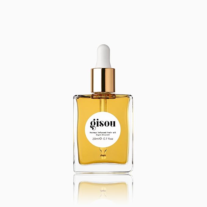 Gisou Honey Infused Hair Oil Mini - Hydrating & Frizz Control Treatment with Mirsalehi Honey, Adds Shine & Heat Protectant for All Hair Types, 0.7 Fl Oz
