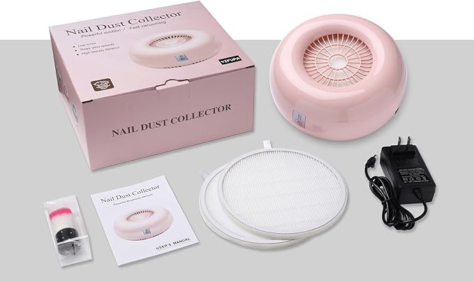 Nail Dust Collector Nail Tech with 2 Reusable Filters Powerful Suction Nail Vacuum Cleaner Fan Dust Collector Professional Electric Extractor Magnetic Cover Low Noise for Acrylic Gel