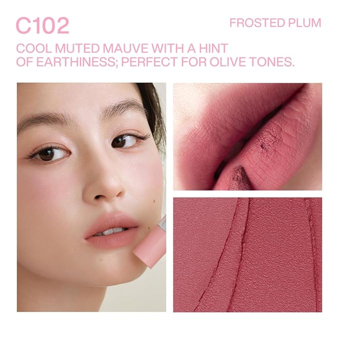 INTO YOU Airy Moisture Lipstick for Women, Long Lasting Matte Finish Lip Mud, High Pigment Color Lip Makeup, Hydrating Lightweight Mousse Texture for Women, C102 Frosted Plum