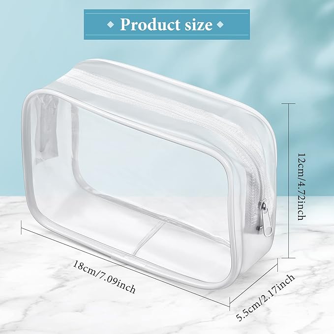 Weewooday 12 Pieces Clear Makeup Bags Cosmetic Storage Bags PVC Zipper Pouches Travel Waterproof Makeup Plastic Case for Women Organizing Toiletries Traveling Bathroom(Medium,White)