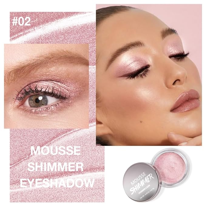 Cream Glitter Pale Pink Shimmer Metallic Eyeshadow Palette Makeup For Mature Women, Natural Single Mini Instant Holographic Eyeshadow, Sombras Crema Para Ojos, Talc, Paraben & Cruelty Free