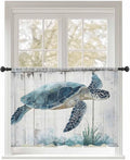 Sheer Curtains 45 Inch Length, Sea Turtle Teal Blue Semi Sheer Curtains Light by Unknown