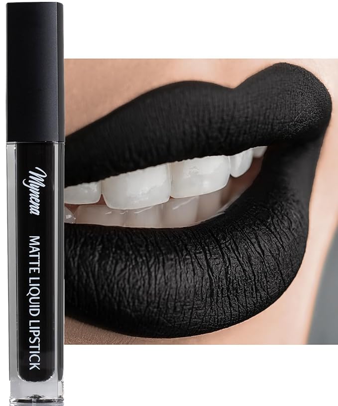 Mynena Black Long Lasting Lipstick for Women Waterproof & Transfer-Proof | Hydrating with Shea Butter | Bold Pigment Intense Matte Color Lip Stain | Talc-Free & Vegan Product that Performs | Linda