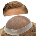 FACE MIRACLE Mens Toupee Lace Front Hairpieces Soft Human Hair Replacement System Natural Hairline Toupee for Men French Lace Poly V-Looped Mens hair Units 6"X8" #22R