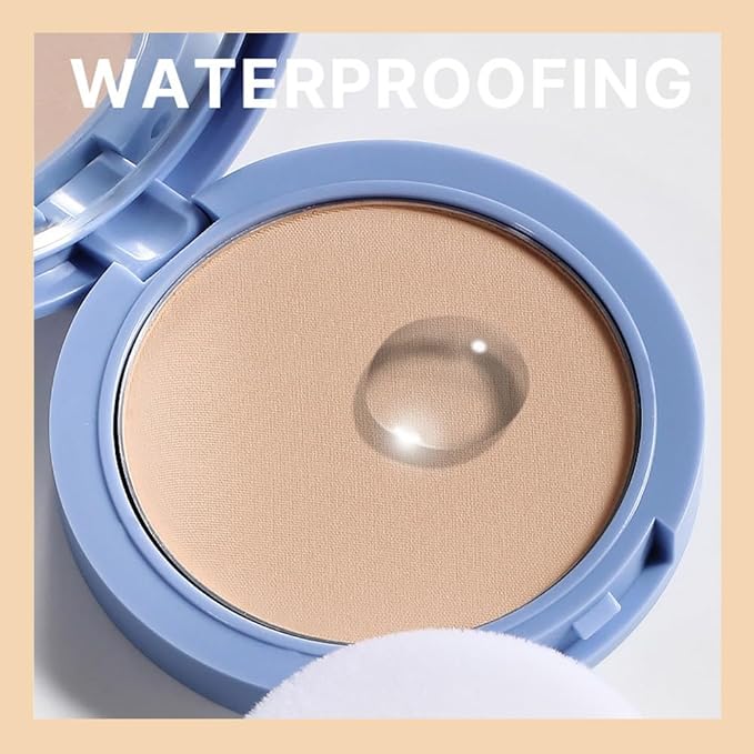 Oil Control Matte Perfection Face Powder Compact For Women, Matte Smooth Flawless Setting Powder Makeup, Polvo Compacto De Maquillaje, Waterproof Long Lasting, 0.35Oz (03 Pure Beige)
