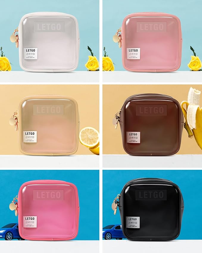 LETGO Small Makeup Bags for Purse-Mini Clear Toiletry Bag,Travel Size Toiletries Clear Cosmetic Bags Travel Essentials Car Makeup Bag Car Accessories for Women Men (Mini White)