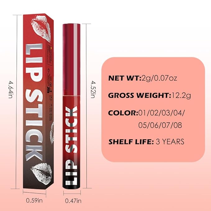 Matte Lipstick Crayon for Women, Rouge Red Lip Stick Pencil 24 Hour Long Lasting Waterproof, Non-Drying Hydrating Formula Lip Gloss Makeup, Vegan & Cruelty-Free, 06