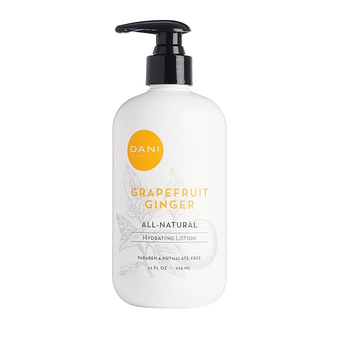 DANI Naturals Hand & Body Lotion - Grapefruit Ginger, Hydrating Lotion with Aloe Vera, Vitamin E & Shea Butter, Moisturizing for All Skin Types, Paraben-Free, 12 Oz