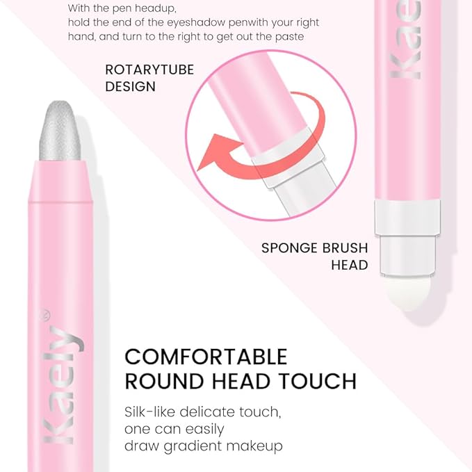 evpct 1Pcs Silver Shimmer Cream Eye Shadow Brightener Sticks for Eyes Waterproof Pigmented, Double Ended Cream Eyeshadow Stick Pencil Pen with Applicator, Eye Shadow Palette Highlighter Makeup 16